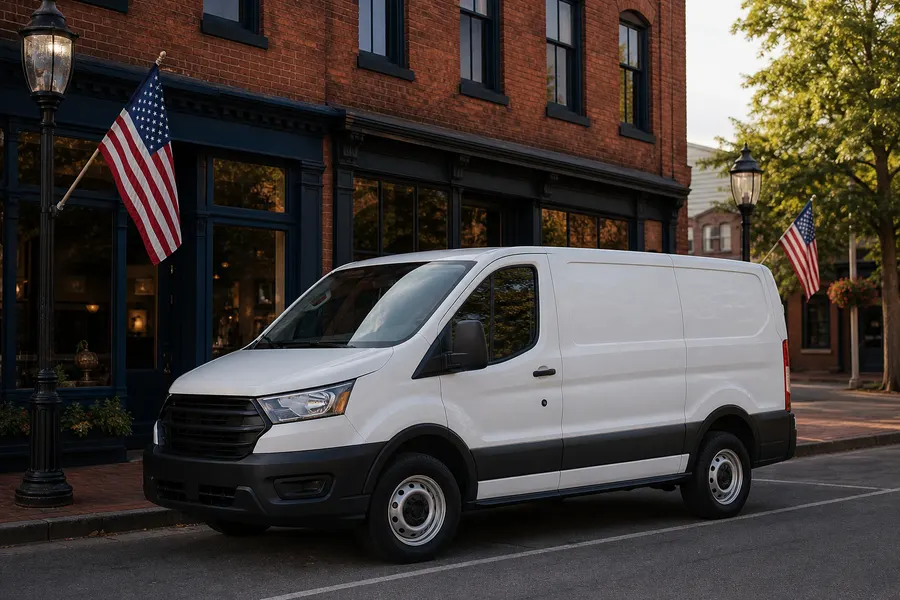 Work van parked on a small-town Kentucky main street